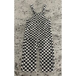Little trouble checker black white overalls 4t